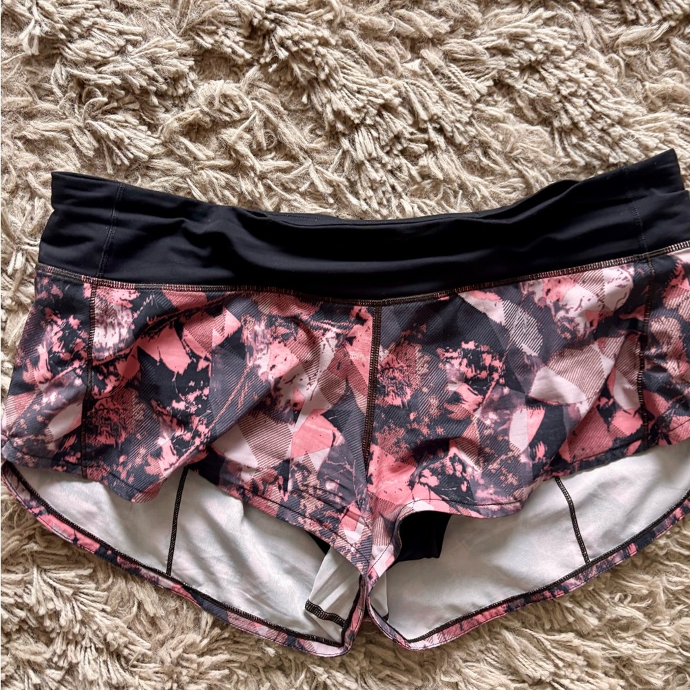 Lululemon Pink and Black Patterned Athletic Shorts